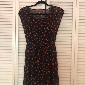 Blue and orange star pattern dress